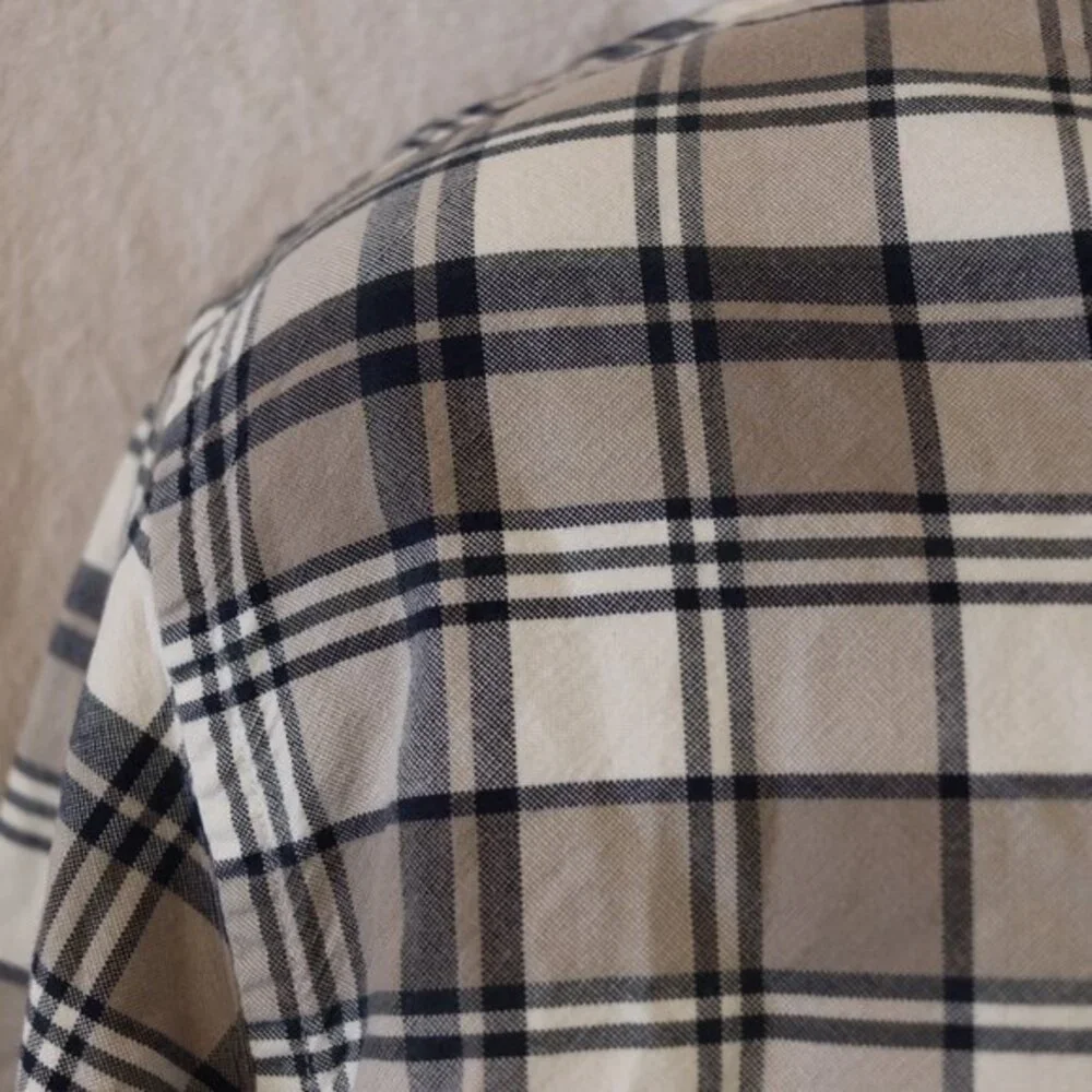 Jcrew Vintage Oxford Plaid Button Down Shirt LG Gray Black White